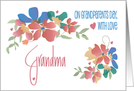Hand Lettered Grandparents Day for Grandma, Flowers with Hearts card