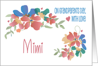 Grandparents Day for Mimi, Cheerful Flowers & Hand Lettering card