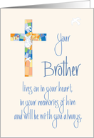 Sympathy in Loss of Brother, Stained Glass Cross & Hand Lettering card