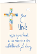 Sympathy in Loss of Uncle, Stained Glass Cross & Hand Lettering card