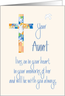 Hand Lettered Sympathy in Loss of Aunt, Stained Glass Cross card