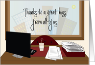 Hand Lettered Happy Boss’s Day from all of Us, Desk & Computer card