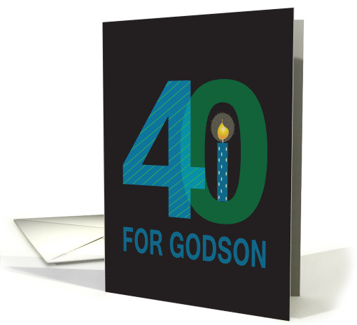 40th Birthday for Godson, Overlapping Numbers and Candle card