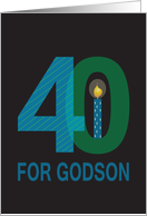 40th Birthday for Godson, Overlapping Numbers and Candle card