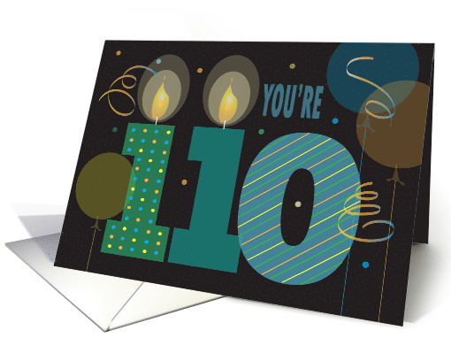 Birthday for 110 Year Old Overlapping Numbers Balloons and Candle card