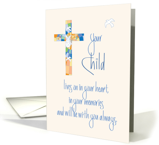 Sympathy in Loss of Child, Stained Glass Cross card (1245452)