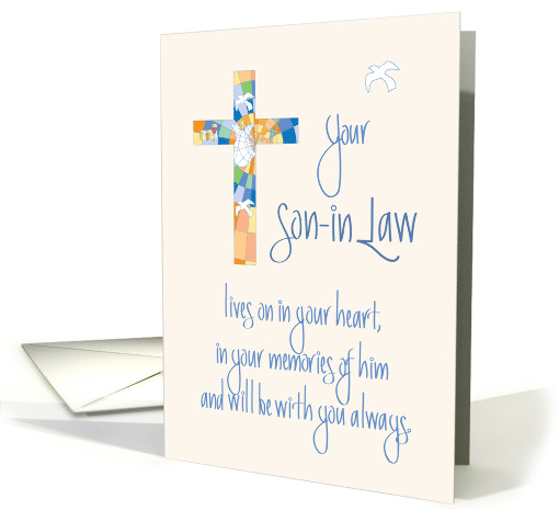 Sympathy in Loss of Son in Law, Stained Glass Cross card (1245470)