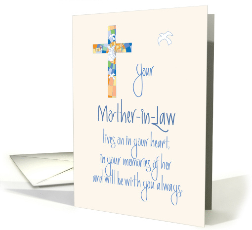 Sympathy in Loss of Mother-in-Law, Stained Glass Cross card (1245480)