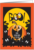 Halloween for Son Oogley Eye Boo in the Moon Smiling Jack O Lantern card
