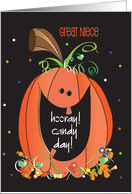 Halloween for Great Niece Candy Day Jack O’ Lantern with Treats card