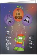 Monster-Sized Halloween for Great Grandson with Monster and Balloons card