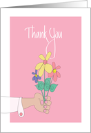 Thank You, with Flower Bouquet In Hand card