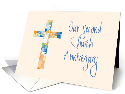 Second Church Anniversary Invitation, Stained Glass Cross card