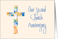 Second Church Anniversary Invitation, Stained Glass Cross card