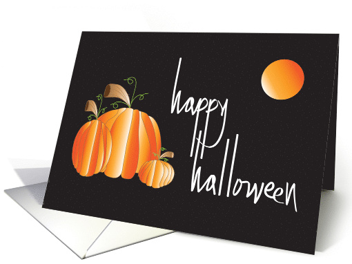 Hand Lettered Happy Halloween, with Trio of Orange Pumpkins card