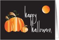 Hand Lettered Happy Halloween, with Trio of Orange Pumpkins card