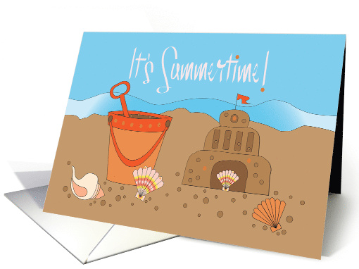 Hand Lettered It's Summertime Sand Bucket and Sand Castle... (1252204)