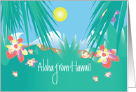 Aloha from Hawaii with Tropical Flowers and Ocean Waves card