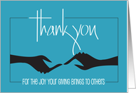 Hand Lettered Thank You for Your Donation that Gives Joy to Others card