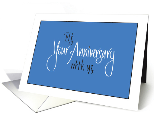 Hand Lettered Blue Business Work Anniversary Congratulations card