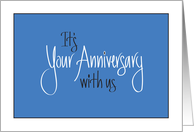 Hand Lettered Blue Business Work Anniversary Congratulations card