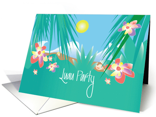 Hand Lettered Luau Party Invitation with Seashells &... (1254378)