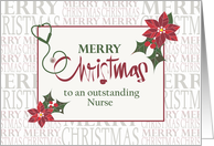 Hand Lettered Christmas to Nurse, Stethoscope & Poinsettias card