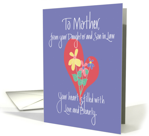 Mother's Day for Mother from Daughter & Son in Law, Floral Heart card