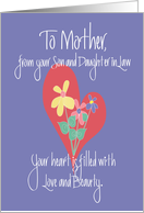 Mother’s Day for Mother from Son & Daughter in Law, Floral Heart card