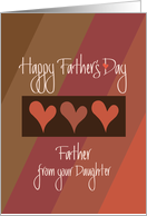Father’s Day from Daughter, Trio of Hearts on Brown Diagonal card