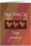 Father’s Day Father from Both of Us, Trio of Hearts on Brown card