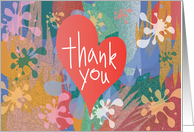 Thank You for Art Teacher with Colorful Paint and Heart with Thank You card