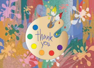 Teacher Appreciation Day for Art Teacher, Palette on Blue