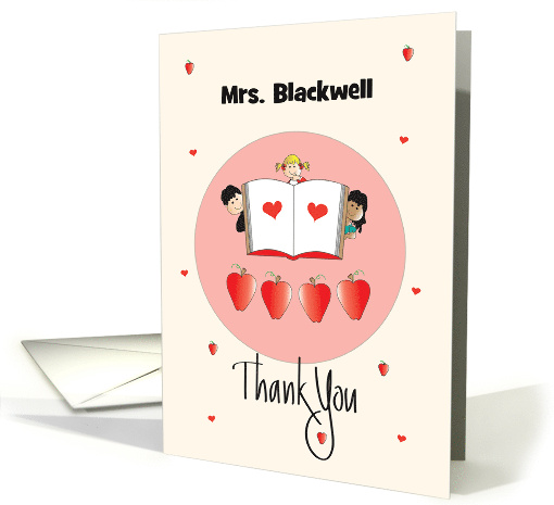 Thank You to Teacher Students and Open Book with Custom Name card