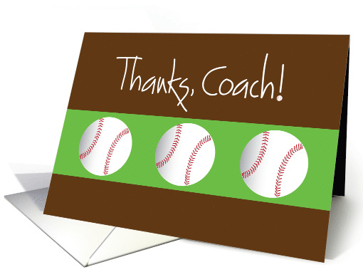 Thanks Baseball Coach with Trio of Baseballs on Green card (1258114)