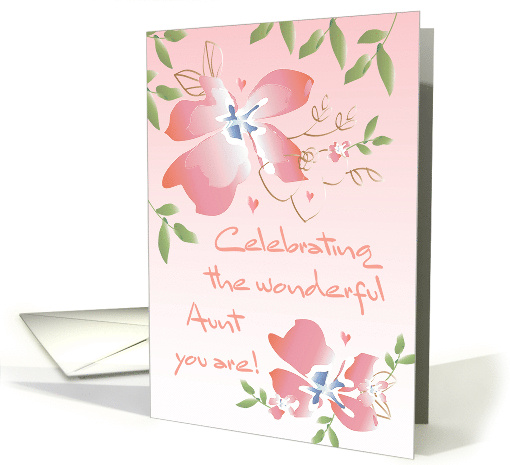 Mother's Day for Wonderful Aunt Pink Watercolor Flowers... (1259618)