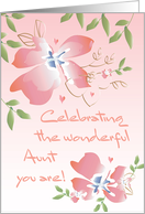 Mother’s Day for Wonderful Aunt Pink Watercolor Flowers Celebration card