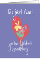 Mother’s Day for Great Aunt, Heart Filled with Colorful Bouquet card