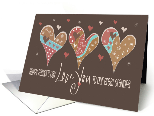 Happy Father's Day Great Grandpa, Love You Decorated Heart Trio card