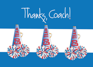 Thanks to Cheer Coach with Trio of Megaphones and Pom-Poms