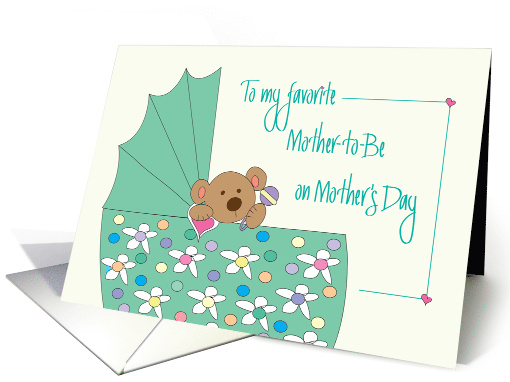 Mother's Day for Mother-to-Be with Bear in Floral Bassinette card