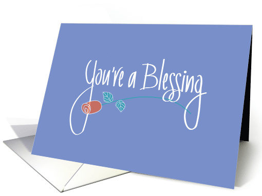 Hand Lettered You're a Blessing, with Red Rose Flower on Lavender card