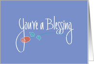 Hand Lettered You’re a Blessing, with Red Rose Flower on Lavender card