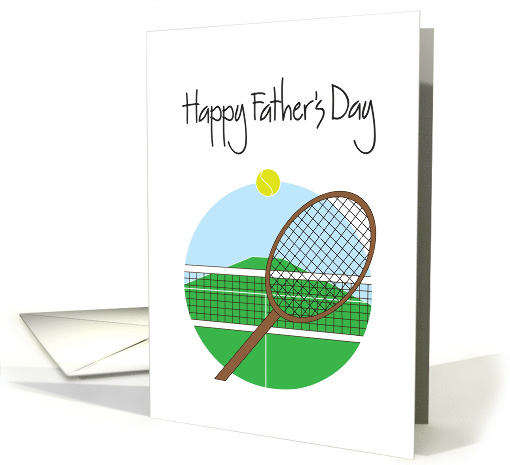 Father's Day for Tennis Player, Racquet and Tennis Ball with Net card