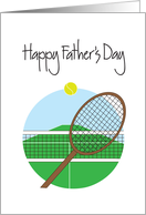 Father’s Day for Tennis Player, Racquet and Tennis Ball with Net card