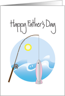 Father’s Day for Fisherman, Fishing Pole, Rainbow Trout & Waves card