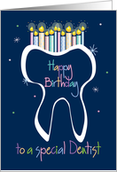 Hand Lettered Birthday for Dentist with Gleaming Tooth and Candles card