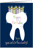 Birthday for Orthodontist, with Gleaming Tooth and Candles card