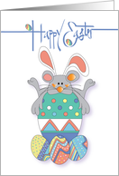 Hand Lettered Mouse Bunny on Decorated Easter Egg with Smaller Eggs card