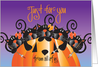 Hand Lettered Halloween from group, Black Cats Painting Pumpkin card